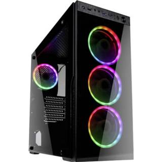 👉 Stoffilter zwart Kolink HORIZON Midi-tower PC-behuizing Zwart, RGB 4 voorgeïnstalleerde ventilators, Zijvenster, 5999094002296