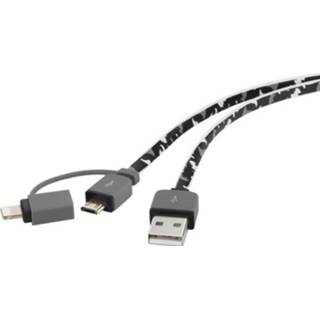 👉 Renkforce USB-kabel USB 2.0 USB-A stekker, USB-micro-B stekker, Apple Lightning stekker 20.00 cm Camouflage Zeer flexibel, Vergulde steekcontacten, Halogeenvrij