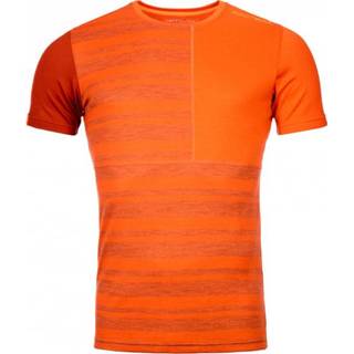 👉 Ortovox - 185 Rock'N'Wool Short Sleeve - Merino-ondergoed maat M, oranje/rood