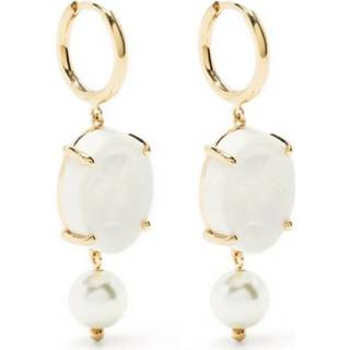 👉 Onesize vrouwen geel Porcelain Cameo & Pearl Earring