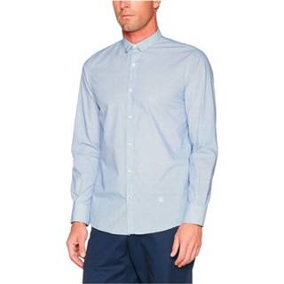 👉 Male blauw mannen Camisa marca o para hombre con microestampado de manga larga