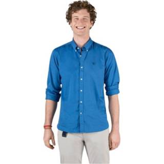 👉 L male blauw mannen Camisa de liso manga larga