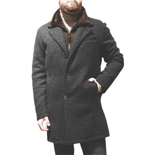 👉 Mantel XL male grijs mannen 75 mit Ledereinsatz