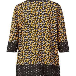 👉 Shirt grafisch vrouwen ronde hals grijs geel zwart wit katoen Janet & Joyce Geel/Zwart/Grijs/Wit 4055706893179