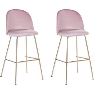 👉 Barkruk roze Beliani Arcola - Set Van 2-roze-fluweel 4251682249751
