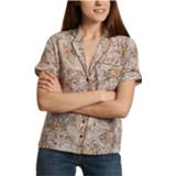 👉 Short sleeve m vrouwen beige Gil sleeves floral print silk shirt 3606530407271