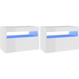 👉 Wit Vidaxl Tv-meubelen 2 St Met Led-verlichting 60x35x40 Cm Hoogglans 8720286218327