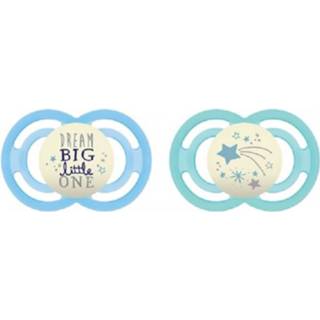 👉 Speen blauw groen siliconen Mam Perfect Nuit Fopspeen - 18+m Sterilisatiedoos Set Van 2 Blauw/groen 3612407667815