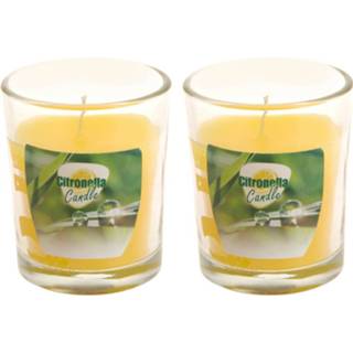 👉 Kaars transparant glas Set Van 2x Stuks Citronella Anti Muggen Kaarsen In Kaarsenhouder 5 X 6 Cm 8720576390696