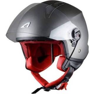 👉 Astone Minijet Titanium Jet Motorhelm - Grijs En Rood