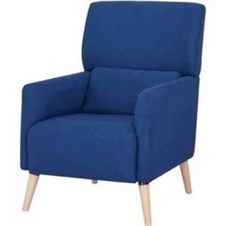 👉 Fauteuil blauwe stof houten - Met Natuurlijk Onderstel L 68 X D 91 99 Cm Emile 2008335027929