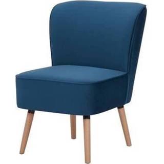 Fauteuil blauwe stof houten - Met Natuurlijk Onderstel L 58 X D 64 80 Cm Jane 2008335034309