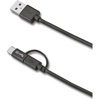 👉 Zwart kunststof Micro-usb/type-c Kabel, 1 Meter - Celly 8021735716709