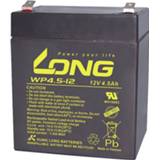 Loodaccu Long WP4.5-12 12 V 4.5 Ah Loodvlies (AGM) (b x h d) 90 107 70 mm Kabelschoen 4.8 Geringe zelfontlading, Onderhoudsvrij 4260030440955