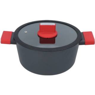 👉 Braadpan zwart rood aluminium siliconen 4goodz Met Handvat 25 Cm - Zwart/rood 6013917097098