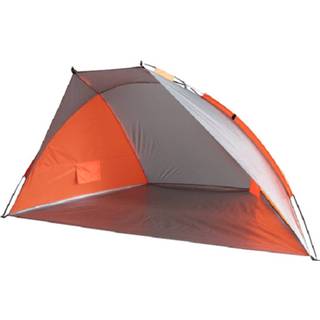 👉 Strandtent oranje grijs Beachshelter strandtent/windscherm oranje/grijs 270 x 120 cm met UV-bescherming