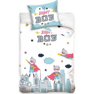 Dekbedovertrek katoen jongens Super Boy Skyline Glow In The Dark - Eenpersoons 140 X 200 Cm 5902689473593