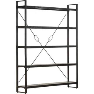👉 Boekenkast zwart mannen Vidaxl Met 5 Schappen 140x30x180 Cm Massief Mangohout 8720286200674