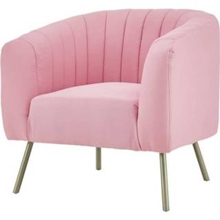 👉 Retro fauteuil roze stof hout Mathis - En Massief L 79 X D 70 H 71 Cm 3612408363402