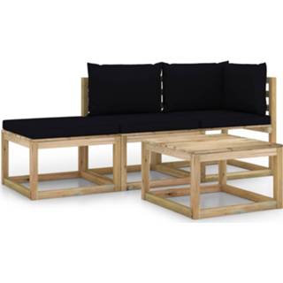 👉 Zwarte Vidaxl 4-delige Loungeset Met Kussens 8720286293973