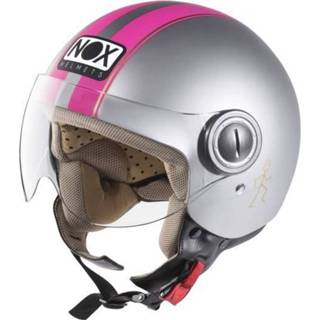 👉 Nox N210 Jet Grey Mat En Fluorroze Helm