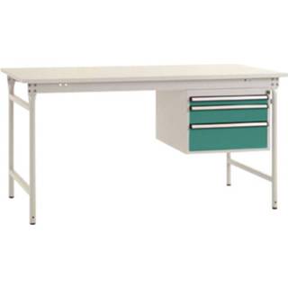 👉 Manuflex BB5261.0001 Compleet bijzettafel basis stationair met melamine schijf + behuizing onderbouw, bxdxh: 1000 x 800 x 780 mm Grijs, Groen