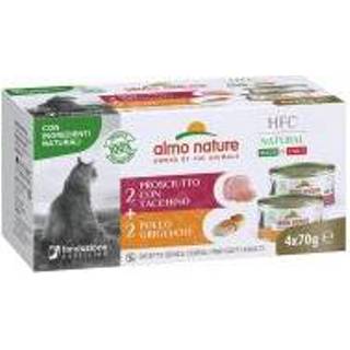 Kalkoen Ham met Kaas & Gegrilde Almo Nature HFC Natural Made in Italy 4x70g Natvoer Katten 8001154002621