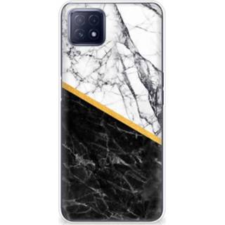 👉 Siliconen hoesje wit zwart marmer mannen OPPO A53 5G | A73 TPU - Origineel Cadeau Man 8720632126887