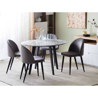 👉 Eettafel grijs zwart marmer-look/zwart ⌀ 110 cm MOSBY 4251682224871