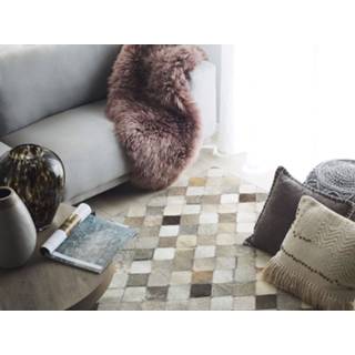 👉 Vloerkleed bruin grijs leer grijs/bruin 140 x 200 cm BANAZ 4251682229289