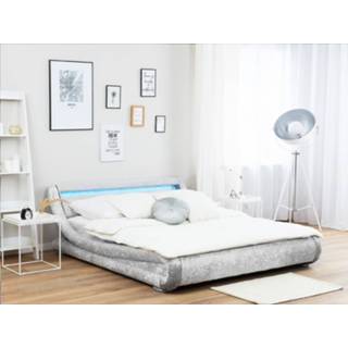 👉 Fluweel zilver Bed 160 x 200 cm met LED-verlichting AVIGNON 4260624115917