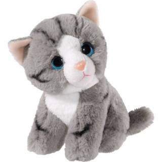 👉 Knuffel grijze pluche kinderen Kat/poes 14 Cm - Katten/poezen Artikelen Huisdieren Knuffels Speelgoed Voor 4001750276079