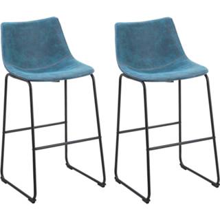 👉 Barkruk blauw Beliani Franks - Set Van 2-blauw-polyester 4251682204996