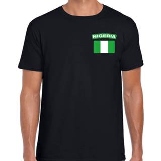 👉 Landen shirt active mannen zwart Nigeria met vlag voor heren - borst bedrukking