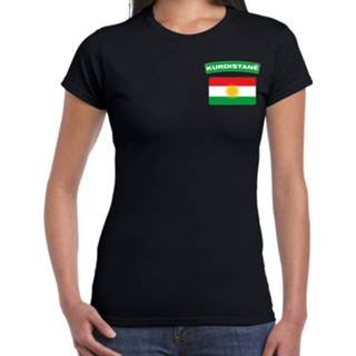 👉 Landen shirt active vrouwen zwart Kurdistane / Koerdistan met vlag voor dames - borst bedrukking