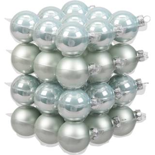 👉 Kerstbal glans active tgroen grijs 36x stuks glazen kerstballen mintgroen (oyster grey) 4 cm mat/glans