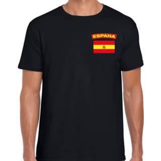 👉 Landen shirt active mannen zwart Espana / Spanje met vlag voor heren - borst bedrukking