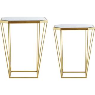 👉 Bijzettafel Beliani Sierra - Set Van 2-goud-glas 4260624118536