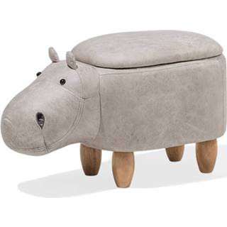 👉 Grijs Beliani Hippo - Hocker-grijs-kunstleer 4260602375951