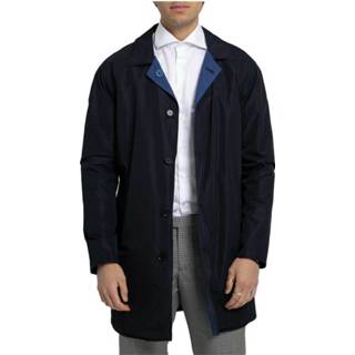 👉 Regenjas XL male zwart Button-Up Raincoat Jacket/Blue-46