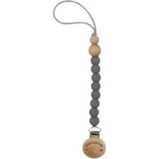 👉 Siliconen meisjes grijs The Cotton Cloud dummy ketting rond Charcoal 4260708450446