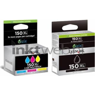 👉 Zwart Lexmark 150XL multipack BK/C/M/Y en kleur 734646401265