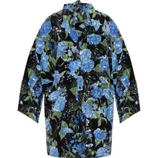 👉 Vrouwen blauw Oversize top with tie neck