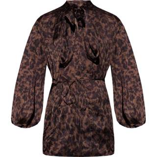 👉 Vrouwen bruin Patterned top with tie neck