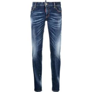 👉 Skinnyjeans vrouwen blauw Distressed faded skinny jeans