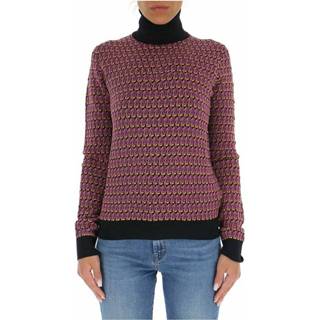 👉 M vrouwen paars Intarsia-knit roll neck jumper