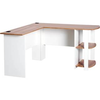 👉 Schrijftafel zwart active HOMCOM Hoekschrijftafel hoek computertafel opbergvak kantoor zwart/walnoot 6011604794725