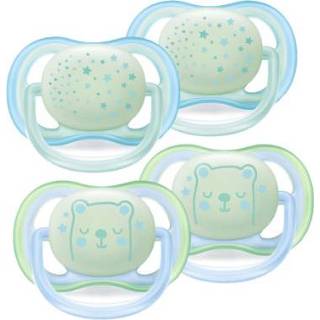 👉 Verpakking silicoon jongens groen Philips Avent Soother ultra air SCF376/11 Night 0 - 6 m Jongen in een dubbele