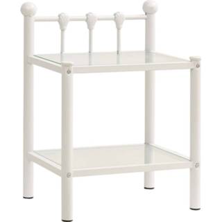 Nachtkastje wit transparant metaal glas Vidaxl 45x34,5x60,5 Cm En 8720286163894