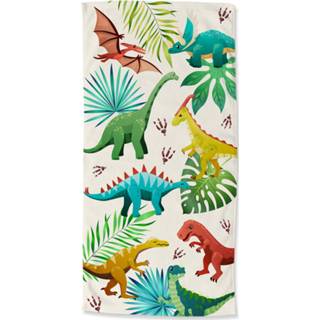 👉 Strandlaken polyester velours Good Morning Dinos - 100% 75x150 Cm Multi 8717285188225